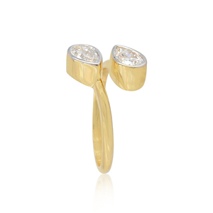 14K Solid Gold 1.06 Carat Lab Grown Diamond Pear Open Bypass <b>Ring</b> <b>Adjustable</b> Luxury Trendy Wedding Engagement Jewelry for - Product Image 4