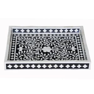 Plateau d'incrustation d'os à l'occasion de Noël avec motifs floraux Plateau de service en incrustation d'os pour la maison et l'hôtel - Product Image 4