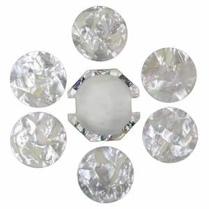 Blue <b>Wooden</b> Coasters <b>Set</b> Printed <b>Tea</b> Cup Serving Mats & Pads 4 Pieces with Competitive Price for Home Kitchen Use - Product Image 2