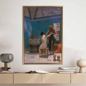 ภาพพิมพ์ศิลปะบนผ้าใบ "The Bath" โดยลีออน เจอโรเม่ รูปผู้หญิงเปลือยที่สง่างาม พร้อมกรอบสีทอง - Product Image 1