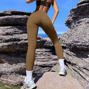 Custom High Waist Women's Yoga Pants High Quality Breathable Knitted <b>Leggings</b> Side <b>Pocket</b> Casual Style for Gym Training Pilates - Product Image 4