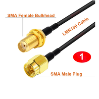 Cable LMR100 SMA/RP-SMA Macho a Hembra, Conector de 50 Ohmios, Cable Coaxial LMR-100 RF, Extensión de Antena WIFI