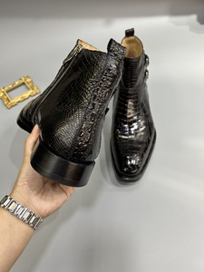 Elegantes Botas Chelsea Personalizadas 100% <span class=keywords><strong>de</strong></span> Piel <span class=keywords><strong>de</strong></span> Cocodrilo para Hombre, Zapatos Formales <span class=keywords><strong>de</strong></span> Tobillo Alto <span class=keywords><strong>con</strong></span> Hebillas - Product Image 1