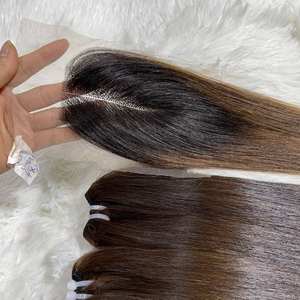 Venta al por mayor color ombre Supperdouble dibujado Trama de pelo Hueso recto Calidad superior 100% Cabello humano vietnamita precio razonable cabello crudo - Product Image 3