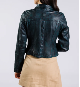 Veste en cuir mode pour femme Veste de porte en cuir véritable imperméable pour l'hiver dans toutes les tailles - Product Image 3
