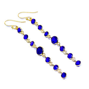 Conjunto de pendientes colgantes estilo clásico vintage con piedras preciosas de amatista chapadas en oro de Plata de Ley 925 para boda - Product Image 1