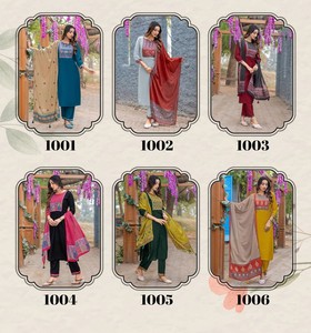 Robe ethnique pour femme en modal de soie pure avec broderie à impression numérique Matériau de costume élégant - Product Image 6