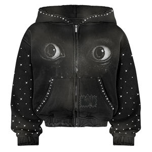 Sweat-shirt à capuche personnalisé avec logo délavé, 100% coton, poids lourd, lavage à l'acide, effet délavé, broderie, sweat-shirt et sweat-shirt à capuche pour hommes - Product Image 3