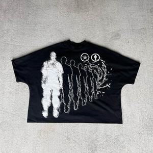 Logo personnalisé T-shirt Boxy pour hommes T-shirt épais et surdimensionné 100% coton T-shirt court Boxy Fit T-shirt vintage en coton pour hommes - Product Image 5