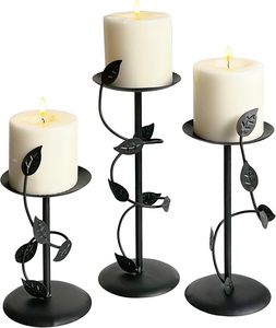 Bougeoir en métal pour la décoration intérieure Candélabre pilier en métal pour fête de mariage en plein air-Bougeoir noir pour salle à manger et salon - Product Image 3