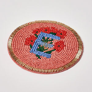 Posavasos de Cuentas de Vidrio Hechas a Mano 2026, Posavasos Personalizado con Monograma, Tapete para Bebidas con Letra Personalizada para Recuerdos de Boda - Product Image 2