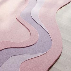 Alfombra de lana moderna hecha a mano en rosa púrpura forma Irregular alfombra suave personalizada para sala de estar habitación de niños Picnic decoración del hogar - Product Image 5