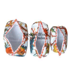 Elegante y Hermoso Set de Bolsas de Maquillaje Acolchadas 100% Algodón con Estampado Tropical, Organizador de Viaje, Bolsa Cosmética con Cierre, Venta al por Mayor - Product Image 4