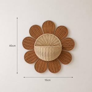 Cesta de Pared de Mimbre con Forma de Flor, Cestas de Almacenamiento Hechas a Mano, Mimbre Natural, Modernas y Multifuncionales, Hechas en Vietnam - Product Image 2