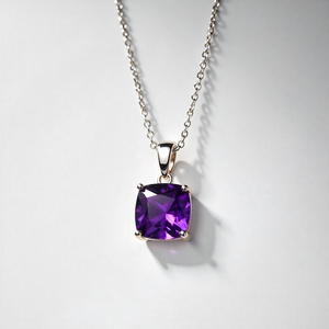 สร้อยคอโซ่จี้บุษราคัมสี่เหลี่ยมขนาดใหญ่สำหรับเด็กผู้หญิงสร้อยคอเซอร์โคเนียทรงลูกบาศก์เครื่องประดับผู้หญิง - Product Image 3