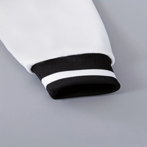 Unisex Black White Varsity <b>Jacket</b> <b>Letter</b> A Embroidered Baseball Style Casual Outerwear Autumn Wear - Product Image 3