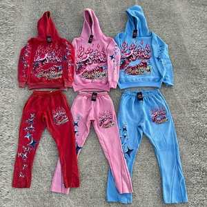 Custom 100% Fleece Cotton Joggers Sweatsuit Impreso Activewear Hombres Sudadera con capucha Set-Chándales Pantalones de chándal Sudadera con capucha para correr - Product Image 6