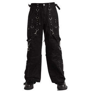 <b>Men's</b> <b>Gothic</b> Wide Leg Pants High Waist Canvas Multiple Pockets Black Cargo Style - Product Image 3
