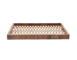 Plateau de service alimentaire en résine et incrustation de bois de haute qualité fait à la main, élégant et moderne, recyclable pour le service décoratif - Product Image 5