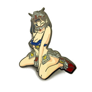 Badge personnalisé <span class=keywords><strong>Sexy</strong></span> fille dame métal noir faire paillettes épingles en émail dur - Product Image 1