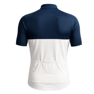 Maillot de cyclisme Aero Fit à blocs de couleur horizontaux, bleu marine et blanc, chemise de vélo à séchage rapide - Product Image 3