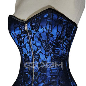 Vestido Corset con Cierre Frontal, Azul Rey, Satén con Encaje, Diseño Personalizado OEM - Product Image 5