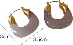 Grey Amber <b>Clear</b> <b>Resin</b> Earrings Solid Acrylic Chunky U Shape Big Hoop Earrings for Women Square Vintage Gold Plated Jewelry Hot - Product Image 4