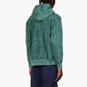 2025 couleur verte sweats à capuche lavés à l'acide pour hommes Logo personnalisé impression sur mesure 450Gsm 100 pour cent sweat à capuche de mode de haute qualité - Product Image 3