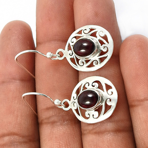 Janumuary เครื่องประดับหิน925เงินสเตอร์ลิงอัญมณีโกเมนสีแดงธรรมชาติรูปไข่ต่างหูตุ้งติ้งแบบอ้วนสำหรับผู้หญิงและเด็กผู้หญิง - Product Image 2