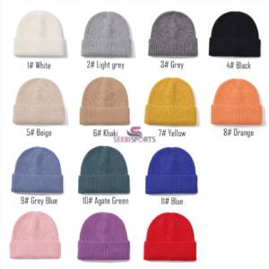 Vente en gros de chapeaux d'hiver personnalisés unisexe couleur Pure chapeau uni bonnet tricoté - Product Image 5