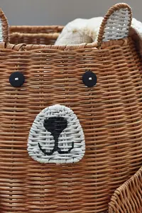 Panier de rangement pour enfants Bertie Bear en rotin brun, table de chevet, paniers tissés - Product Image 4