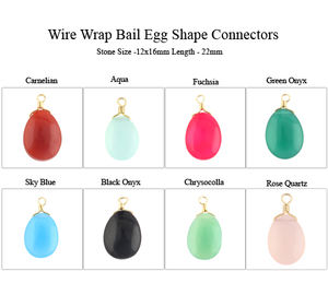 Charme en forme d'oeuf naturel orange cornaline fil wrap bricolage pendentif connecteur plaqué or simple caution faisant des connecteurs de boucle d'oreille - Product Image 2