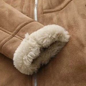 Women Suede <b>Leather</b> Coat Windproof Down Filled Comfortable Fit for Winter Travel Daily <b>Outfits</b> and Street Fashion - Product Image 4