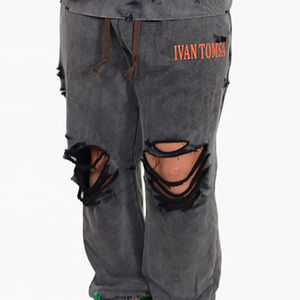 Conjunto de Chándal Vintage Personalizado al por Mayor, Completamente Desgastado, con Dobladillo Deshilachado y Lavado Ácido, Sudadera con Capucha para Correr - Product Image 4