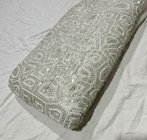 Tissu moderne de tulle georgette en viscose au design personnalisé avec séquence de broderie pour vêtements de mariage disponible au prix de gros - Product Image 3