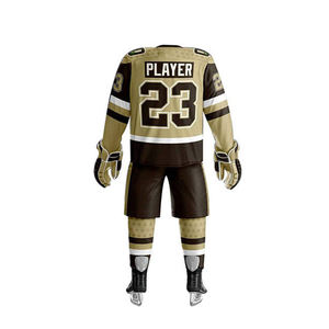 Uniforme de Hockey sobre Hielo Personalizado para Hombre, Color Negro y Amarillo, Talla Grande, Premium, 100% Poliéster, con Logotipo Personalizado - Product Image 5