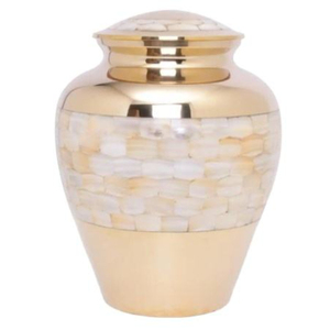 Urna de cremación con acabado de latón biodegradable moderna con grabado personalizado y diseño de recuerdo decorativo - Product Image 5