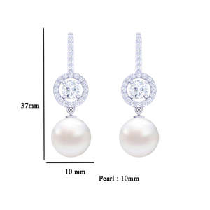 Argent sterling 92,5 pour boucles d'oreilles en zircone suisse et perles pour femmes et filles - Product Image 3