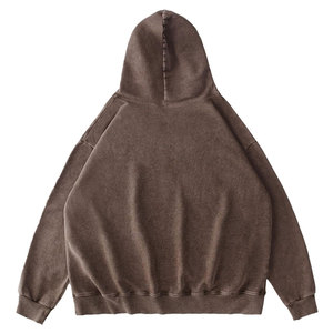 Sweat à capuche et sweat-shirt à capuche délavé à l'acide pour femmes grande taille Logo personnalisé Sweat-shirt à capuche en coton avec logo zippé - Product Image 2