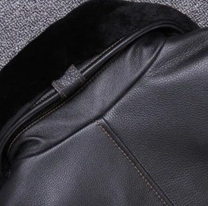 Chaquetas de hombre de piel sintética con cierre de cremallera cálido de peso pesado, múltiples bolsillos, cuello vuelto personalizado, ropa de invierno, chaqueta de cuero - Product Image 6