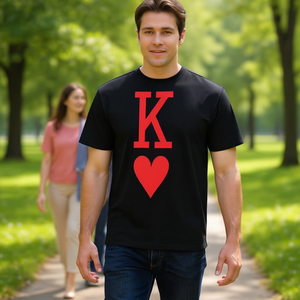 เสื้อยืดคู่รักลายตัวอักษร K คิงออฟฮาร์ทส์และควีนออฟฮาร์ทส์ สินค้าส่งเสริมการขาย - Product Image 3