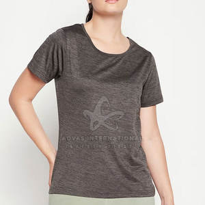 เสื้อยืดผู้หญิงทรงปกติ ออกแบบโลโก้ได้ตามต้องการ สำหรับฤดูร้อน ผ้าถัก สวมใส่สบาย ราคาขายส่ง คุณภาพสูง - Product Image 1