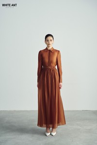 กระโปรงผู้หญิงสีดำสีน้ำตาลกระโปรงแมกซี่แบบสุภาพเรียบร้อยกระโปรงแมกซี่กระโปรงยาวแจ็คเอวใหญ่เข็มขัดเล็กตกแต่ง73% Cupro 27% โพลีเอสเตอร์ - Product Image 2