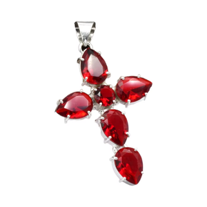 Wholesale Vintage Brass <b>Pendant</b> Necklaces with Assorted Geometric Crystals Gemstones Red <b>Garnet</b> Gemstone for Christian Parties - Product Image 1