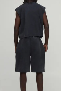 T-shirt sans manches en coton délavé de haute qualité, personnalisable, effet vieilli, délavé à l'acide, pour homme - Product Image 6