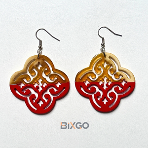 Pendientes colgantes de plata hechos a mano de Vietnam con patrón rojo grabado Vintage boda moda accesorio regalo-personalizado al por mayor - Product Image 3