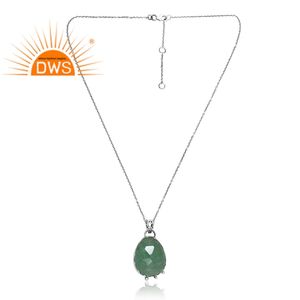 Collar con colgante de piedras preciosas de cuarzo de fresa verde Natural de Plata de Ley 925, fabricante de joyería personalizada - Product Image 1