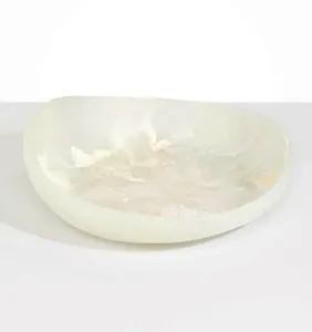 Plat de service à salade en céramique de qualité restaurant, effet marbre, fait à la main, écologique, style japonais, vaisselle de table pour la maison - Product Image 4