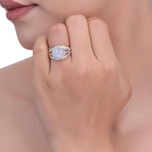 Moonstone Designer <b>Statement</b> <b>Ring</b> 925 Sterling Silver Handmade Blue Flash Gemstone Jewelry Elegant Moonstone <b>Ring</b> Unique Gift - Product Image 1