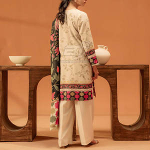 Ensemble pakistanais pour femmes en coton/polyester, chemise, pantalon et dupatta imprimés, 3 pièces, design personnalisé - Product Image 6